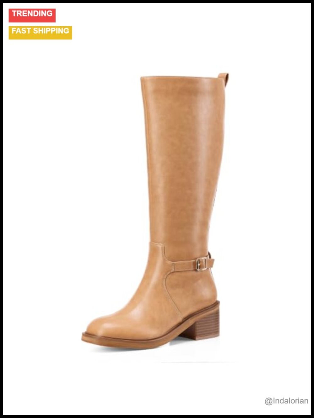 Women's Knee High Boots Round Toe Chunky Block Heel Side Zip